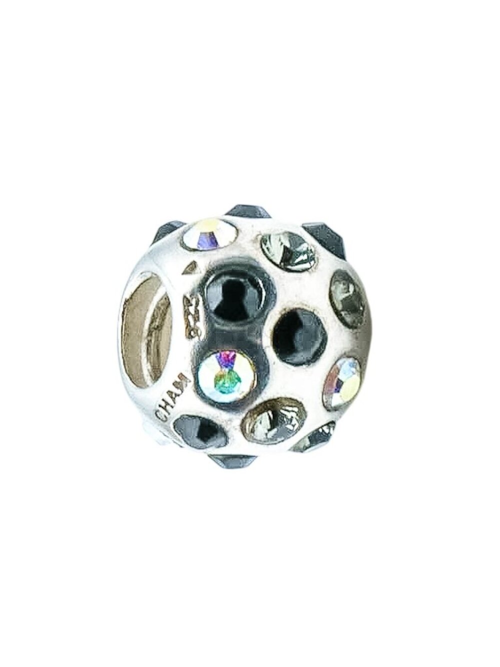 Chamilia Disco Ball Black Swarovski Crystal Sterling Silver Charm Bead
